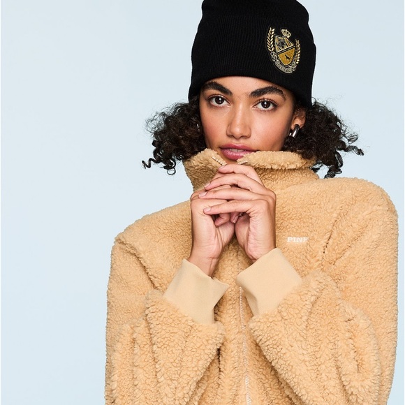 Black Beanie with Gold Crest - Picture 2 of 2